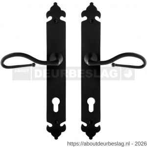 GPF Bouwbeslag Smeedijzer GPF6260.60 PC85 Lumi deurkruk op langschild 291x41x4 mm smeedijzer zwart - R21009554 - afbeelding 1