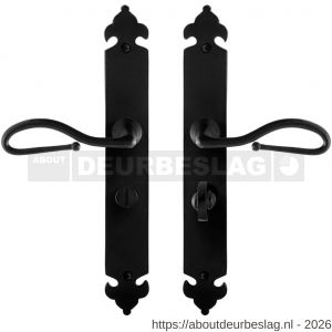 GPF Bouwbeslag Smeedijzer GPF6260.60 WC57/5 Lumi deurkruk op langschild 291x41x4 mm smeedijzer zwart - R21009557 - afbeelding 1