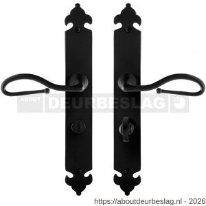 GPF Bouwbeslag Smeedijzer GPF6260.60 WC63/8 Lumi deurkruk op langschild 291x41x4 mm smeedijzer zwart - R21009558 - afbeelding 1
