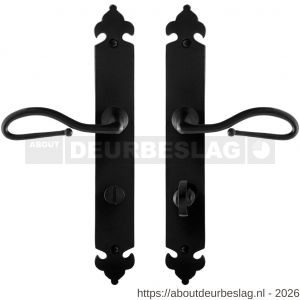 GPF Bouwbeslag Smeedijzer GPF6260.60 WC72/8 Lumi deurkruk op langschild 291x41x4 mm smeedijzer zwart - R21009559 - afbeelding 1