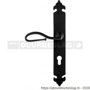 GPF Bouwbeslag Smeedijzer GPF6260.60L PC72 Lumi deurkruk gatdeel op langschild 291x41x4 mm linkswijzend smeedijzer zwart - R21009568 - afbeelding 1