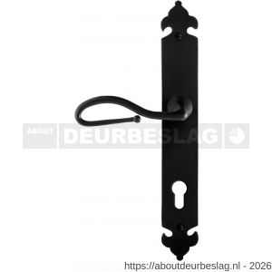 GPF Bouwbeslag Smeedijzer GPF6260.60L PC85 Lumi deurkruk gatdeel op langschild 291x41x4 mm linkswijzend smeedijzer zwart - R21009570 - afbeelding 1