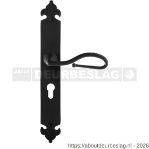 GPF Bouwbeslag Smeedijzer GPF6260.60R PC55 Lumi deurkruk gatdeel op langschild 291x41x4 mm rechtswijzend smeedijzer zwart - R21009567 - afbeelding 1