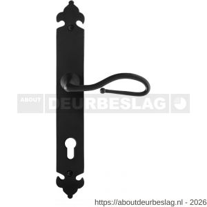 GPF Bouwbeslag Smeedijzer GPF6260.60R PC85 Lumi deurkruk gatdeel op langschild 291x41x4 mm rechtswijzend smeedijzer zwart - R21009571 - afbeelding 1
