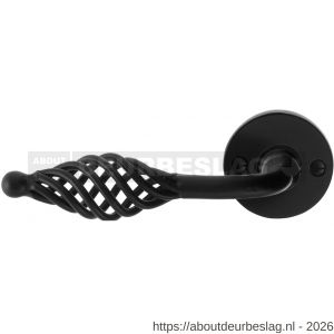 GPF Bouwbeslag Smeedijzer GPF6265.60-00L/R Tane deurkruk gatdeel op rond rozet 53x5 mm links-rechtswijzend smeedijzer zwart - R21009600 - afbeelding 1