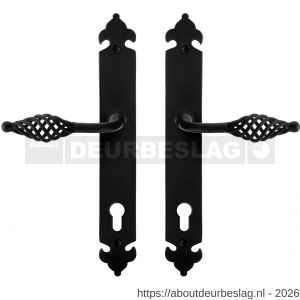 GPF Bouwbeslag Smeedijzer GPF6265.60 PC92 Tane deurkruk op langschild 291x41x4 mm PC92 smeedijzer zwart - R21009580 - afbeelding 1