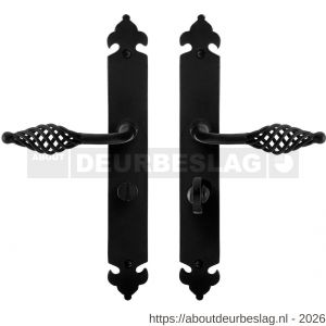 GPF Bouwbeslag Smeedijzer GPF6265.60 WC57/5 Tane deurkruk op langschild 291x41x4 mm WC57/5 smeedijzer zwart - R21009582 - afbeelding 1