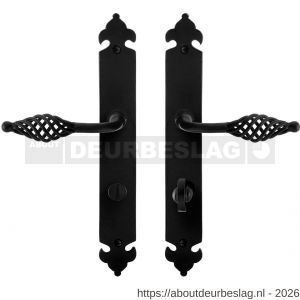 GPF Bouwbeslag Smeedijzer GPF6265.60 WC72/8 Tane deurkruk op langschild 291x41x4 mm WC72/8 smeedijzer zwart - R21009584 - afbeelding 1