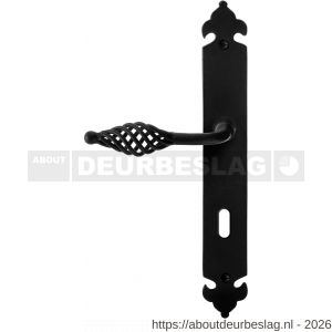 GPF Bouwbeslag Smeedijzer GPF6255.60L/R PC55 Tane deurkruk gatdeel op langschild 291x41x4 mm PC55 links-rechtswijzend smeedijzer zwart - R21010433 - afbeelding 1