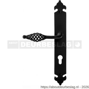 GPF Bouwbeslag Smeedijzer GPF6265.60L/R PC72 Tane deurkruk gatdeel op langschild 291x41x4 mm PC72 links-rechtswijzend smeedijzer zwart - R21010437 - afbeelding 1