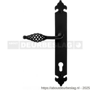 GPF Bouwbeslag Smeedijzer GPF6265.60L/R PC92 Tane deurkruk gatdeel op langschild 291x41x4 mm PC92 links-rechtswijzend smeedijzer zwart - R21010439 - afbeelding 1