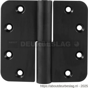 GPF Bouwbeslag Smeedijzer GPF6351.60 paumelle 89x96 mm DIN links ronde hoek draagvermogen bij 2 stuks 80 kg hardstalen kogel smeedijzer zwart - R21006068 - afbeelding 1