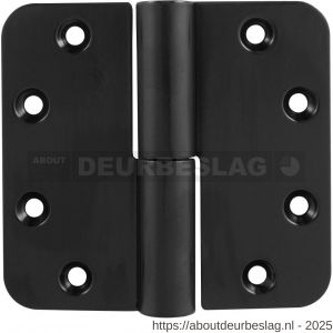 GPF Bouwbeslag ZwartWit GPF6351.65 paumelle 89x96 mm DIN rechts ronde hoek draagvermogen bij 2 stuks 80 kg hardstalen kogel zwart egaal - R21006675 - afbeelding 1