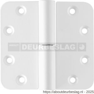 GPF Bouwbeslag ZwartWit GPF6351.66 paumelle 89x96 mm DIN links ronde hoek draagvermogen bij 2 stuks 80 kg hardstalen kogel wit egaal - R21007970 - afbeelding 1