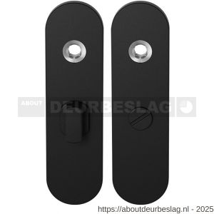 GPF Bouwbeslag ZwartWit GPF8100.10 WC55/8 groot kortschild afgerond enkelverend 169x46x8,5 mm WC55/8 grote deurknop zwart - R21008322 - afbeelding 1