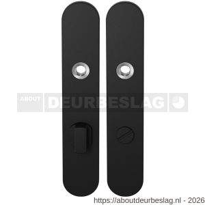 GPF Bouwbeslag ZwartWit GPF8100.20 WC72/8 groot langschild afgerond enkelverend 218x40x8,5 mm WC72/8 grote deurknop zwart - R21008336 - afbeelding 1