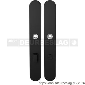 GPF Bouwbeslag ZwartWit GPF8100.70 XL WC72/8 groot langschild XL afgerond enkelverend 282x40x8,5 mm WC72/8 grote deurknop zwart - R21007552 - afbeelding 1