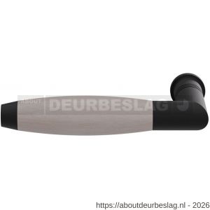 GPF Bouwbeslag ZwartWit GPF8255L/R Ika deurkruk gatdeel haaks met trapezium eindknop links-rechtswijzend zwart-eiken whitewash - R21002766 - afbeelding 1