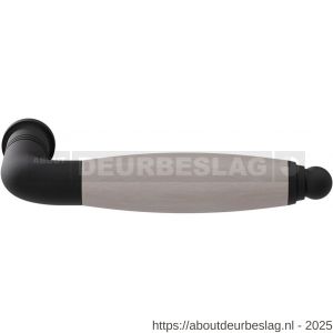 GPF Bouwbeslag ZwartWit GPF8260 Ika deurkruk gebogen met ronde eindknop zwart-eiken whitewash - R21002740 - afbeelding 1