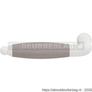 GPF Bouwbeslag ZwartWit GPF8282L/R Ika deurkruk gatdeel gebogen met rond eindknop links-rechtswijzend wit-eiken whitewash - R21005855 - afbeelding 1