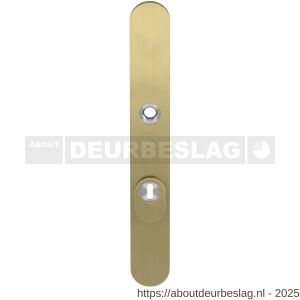 GPF Bouwbeslag PVD GPF9028.72P4 veiligheids buitenschild smal SKG*** 257x35x11 mm afgerond kerntrekbeveiliging PC72 massief PVD mat messing - R21013129 - afbeelding 1
