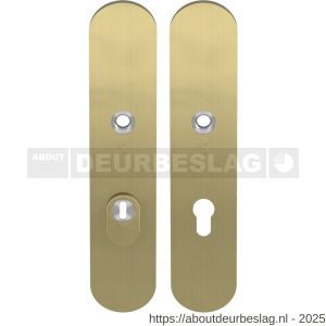 GPF Bouwbeslag PVD GPF9308.92P4 veiligheids schilden SKG*** 248x52 mm massief afgerond kerntrekbeveiliging PC92 PVD mat messing - R21006523 - afbeelding 1