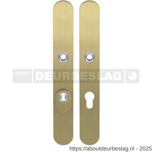 GPF Bouwbeslag PVD GPF9328.72P4 veiligheids schilden SKG*** 257x35 mm smal massief afgerond kerntrekbeveiliging PC72 PVD mat messing - R21013131 - afbeelding 1
