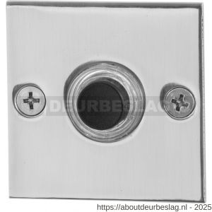 GPF Bouwbeslag RVS GPF9826.48 beldrukker vierkant 50x50x2 mm met zwarte button RVS gepolijst - R21000185 - afbeelding 1