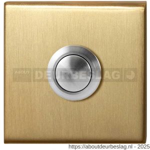 GPF Bouwbeslag PVD GPF9827.02P4 beldrukker vierkant 50x50x8 mm met RVS button PVD mat messing - R21008963 - afbeelding 1