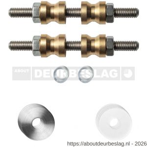 GPF Bouwbeslag RVS GPF9969.09DB glasdeur set met vlak rozet 19x2 mm en 19x2 mm transparant onder rozet voor grepen met dubbelzijdige bevestiging RVS geborsteld - R21010441 - afbeelding 1