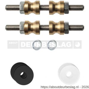 GPF Bouwbeslag ZwartWit GPF9969.61DB glasdeur set met vlak rozet 19x2 mm en 19x2 mm transparant onder rozet voor grepen met dubbelzijdige bevestiging zwart - R21010453 - afbeelding 1