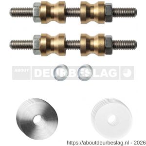 GPF Bouwbeslag RVS GPF9969.09DB glasdeur set met vlak rozet 22x2 mm en 22x2 mm transparant onder rozet voor grepen met dubbelzijdige bevestiging RVS geborsteld - R21010442 - afbeelding 1