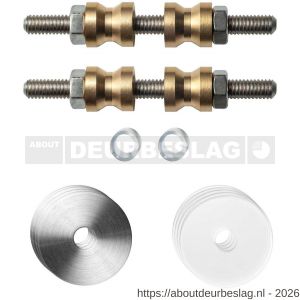 GPF Bouwbeslag RVS GPF9969.09DB glasdeur set met vlak rozet 27x2 mm en 27x2 mm transparant onder rozet voor grepen met dubbelzijdige bevestiging RVS geborsteld - R21010443 - afbeelding 1