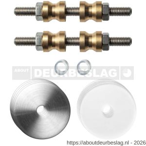 GPF Bouwbeslag RVS GPF9969.09DB glasdeur set met vlak rozet 35x2 mm en 35x2 mm transparant onder rozet voor grepen met dubbelzijdige bevestiging RVS geborsteld - R21010444 - afbeelding 1