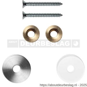 GPF Bouwbeslag RVS GPF9969.09EB enkele greep bevestigingsset met vlak rozet 22x2 mm en 22x2 mm transparant onder rozet RVS geborsteld - R21010446 - afbeelding 1