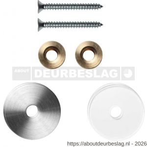 GPF Bouwbeslag RVS GPF9969.09EB enkele greep bevestigingsset met vlak rozet 27x2 mm en 27x2 mm transparant onder rozet RVS geborsteld - R21010447 - afbeelding 1