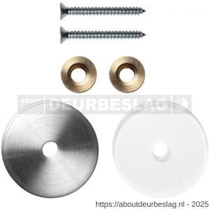 GPF Bouwbeslag RVS GPF9969.09EB enkele greep bevestigingsset met vlak rozet 35x2 mm en 35x2 mm transparant onder rozet RVS geborsteld - R21010448 - afbeelding 1