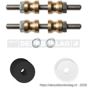 GPF Bouwbeslag ZwartWit GPF9969.61DB glasdeur set met vlak rozet 22x2 mm en 22x2 mm transparant onder rozet voor grepen met dubbelzijdige bevestiging zwart - R21010454 - afbeelding 1