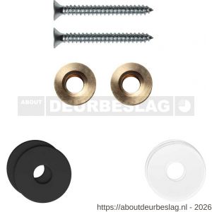 GPF Bouwbeslag ZwartWit GPF9969.61EB enkele greep bevestigingsset met vlak rozet 19x2 mm en 19x2 mm transparant onder rozet zwart - R21010457 - afbeelding 1