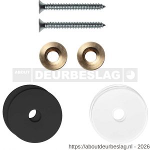 GPF Bouwbeslag ZwartWit GPF9969.61EB enkele greep bevestigingsset met vlak rozet 27x2 mm en 27x2 mm transparant onder rozet zwart - R21010459 - afbeelding 1