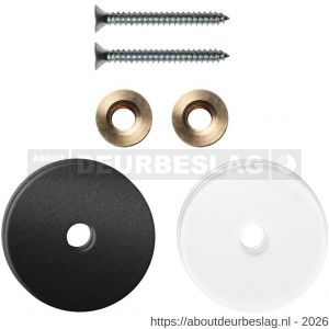 GPF Bouwbeslag ZwartWit GPF9969.61EB enkele greep bevestigingsset met vlak rozet 35x2 mm en 35x2 mm transparant onder rozet zwart - R21010460 - afbeelding 1