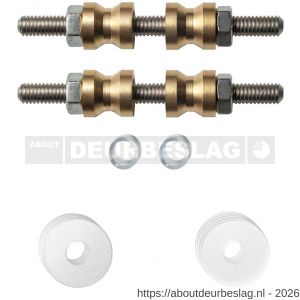 GPF Bouwbeslag ZwartWit GPF9969.62DB glasdeur set met vlak rozet 19x2 mm en 19x2 mm transparant onder rozet voor grepen met dubbelzijdige bevestiging wit - R21010465 - afbeelding 1