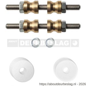 GPF Bouwbeslag ZwartWit GPF9969.62DB glasdeur set met vlak rozet 22x2 mm en 22x2 mm transparant onder rozet voor grepen met dubbelzijdige bevestiging wit - R21010466 - afbeelding 1