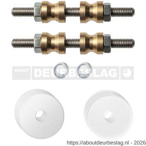 GPF Bouwbeslag ZwartWit GPF9969.62DB glasdeur set met vlak rozet 27x2 mm en 27x2 mm transparant onder rozet voor grepen met dubbelzijdige bevestiging wit - R21010467 - afbeelding 1