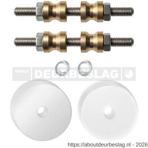 GPF Bouwbeslag ZwartWit GPF9969.62DB glasdeur set met vlak rozet 35x2 mm en 35x2 mm transparant onder rozet voor grepen met dubbelzijdige bevestiging wit - R21010468 - afbeelding 1