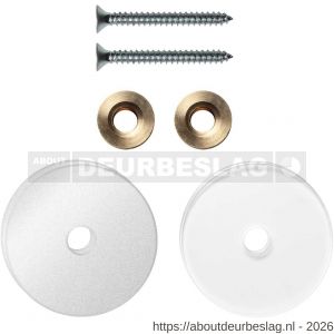 GPF Bouwbeslag ZwartWit GPF9969.62EB enkele greep bevestigingsset met vlak rozet 35x2 mm en 35x2 mm transparant onder rozet wit - R21010472 - afbeelding 1