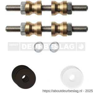 GPF Bouwbeslag Anastasius GPF9969.A1DB glasdeur set met vlak rozet 19x2 mm en 19x2 mm transparant onder rozet voor grepen met dubbelzijdige bevestiging Dark blend - R21017484 - afbeelding 1