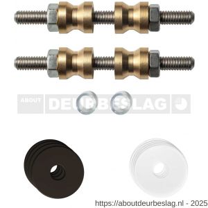 GPF Bouwbeslag Anastasius GPF9969.A1DB glasdeur set met vlak rozet 22x2 mm en 22x2 mm transparant onder rozet voor grepen met dubbelzijdige bevestiging Dark blend - R21017485 - afbeelding 1