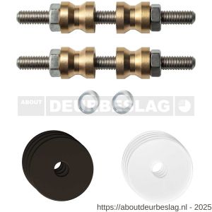 GPF Bouwbeslag Anastasius GPF9969.A1DB glasdeur set met vlak rozet 27x2 mm en 27x2 mm transparant onder rozet voor grepen met dubbelzijdige bevestiging Dark blend - R21017486 - afbeelding 1
