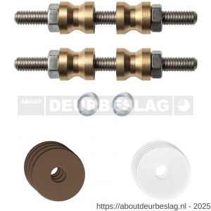 GPF Bouwbeslag Anastasius GPF9969.A2DB glasdeur set met vlak rozet 22x2 mm en 22x2 mm transparant onder rozet voor grepen met dubbelzijdige bevestiging Bronze blend - R21017493 - afbeelding 1